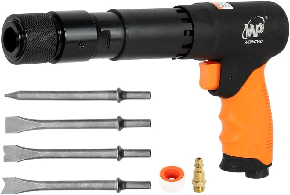 230mm Long Barrel Air Hammer, Professional Grade Pneumatic Power Tool, Black and Orange Composite Construction, Model WPAH250