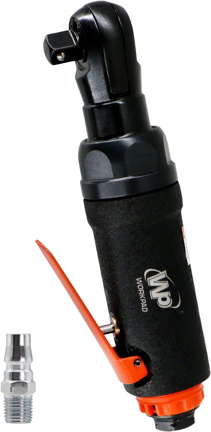 Workpad Compressed Air Ratchet Wrench 9.5 mm 3/8 Inch Mini Type 180 mm Lightweight 650 g Maximum Torque 54 N.m