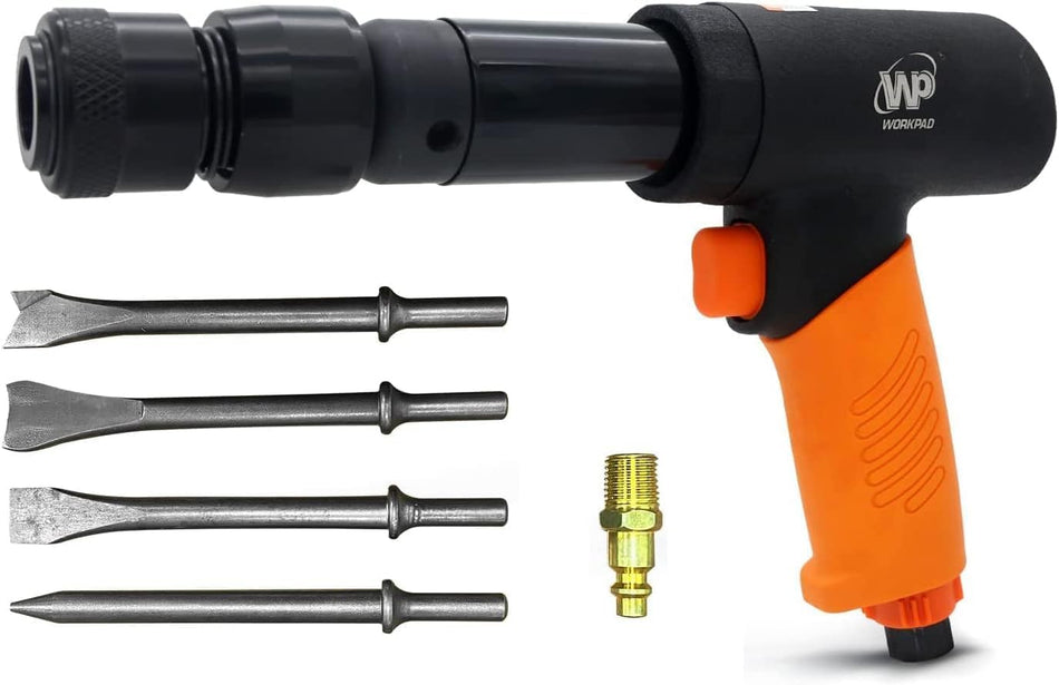 Air hammer,WP WORKPAD 270mm long barrel air chisel kit with 4pcs chisels with quick change retainer air chisel for shoveling and cutting