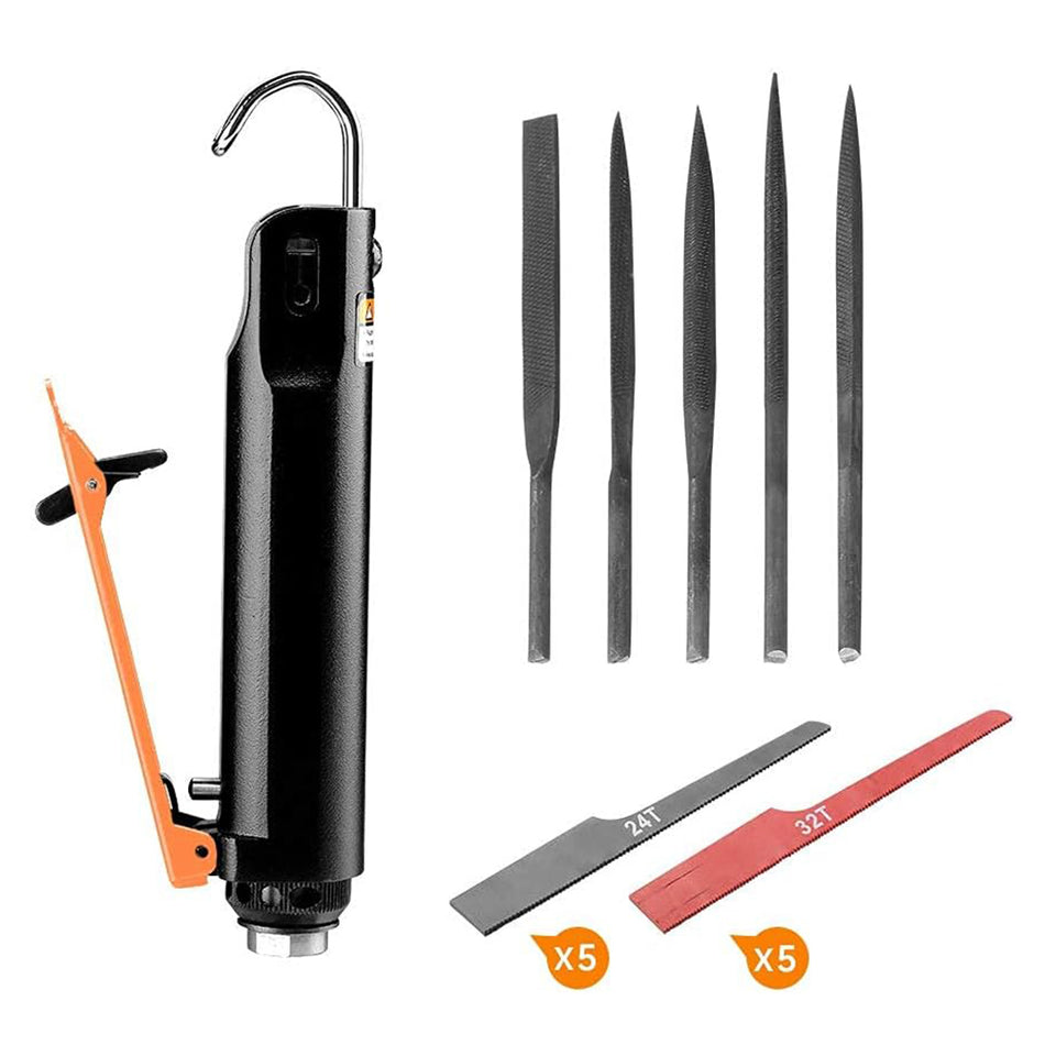 WORKPAD Air Body Saw Multi-function Pneumatic Reciprocating Saw Air Powered Mini Tool, Equipped with 5pcs 24T & 32T saw and 5pcs Filer set